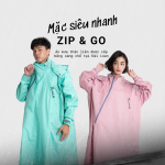 Áo đi mưa liền thân với khóa kiểu chéo được cấp bằng sáng chế